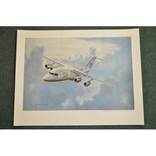 502 - Unframed print by Mike Rondo of British Aerospace 146 QT (Quiet Trader) of TNT 61 x 47cm