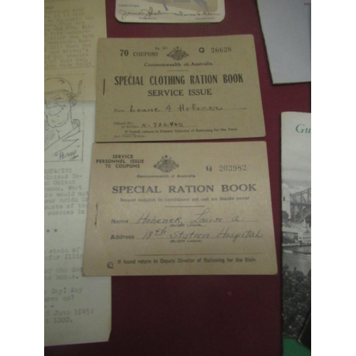 287 - Ephemera relating to 1st Lt. Louise A Hohener of the 86th Evacuation Hospital stationed in Australia... 