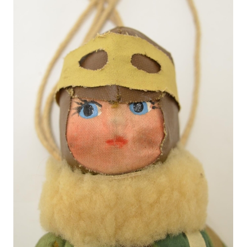 477 - Hand thrown vintage parachute raggy doodle figure doll.  Bought at relevant US training school H46cm... 