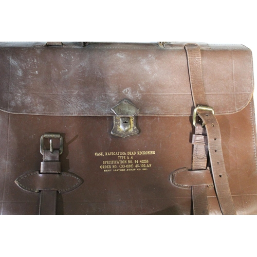 183 - Leather briefcase with carry handles fastenings, stamped Case Navigation Dead Reckoning type A4 spec... 