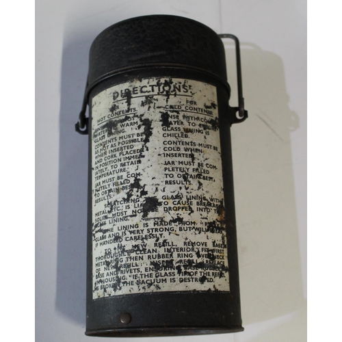 192 - War period 1945 thermos flask with instructions and original cork, life raft and life boat First Aid... 