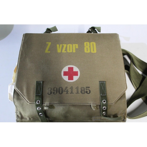 202 - Modern military Czechoslovakian complete First Aid kit with bandages, field dressings, scissors, kni... 