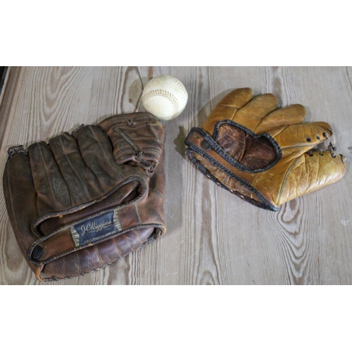 213 - Vintage J.C Higgins WWII catchers mitt, vintage catchers glove, official baseball (3)