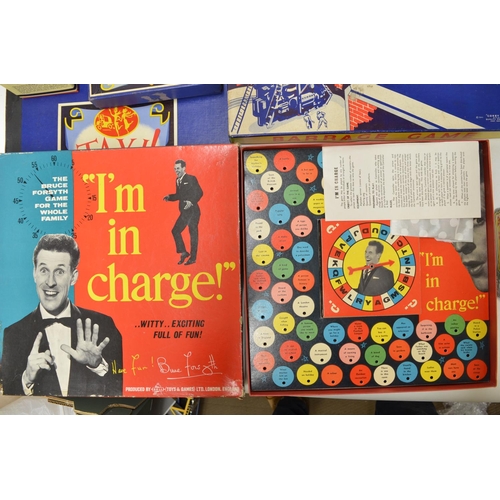 485 - Vintage games including jigsaw puzzles, Magnus gold plated trumpet, practice softball on rope, tiddl... 