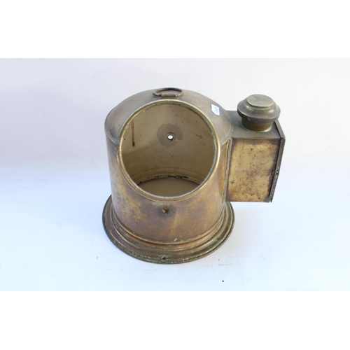 447 - WW2 period black metal ships gimbal compass, a brass case for a gimbal compass and a brass ships bar... 