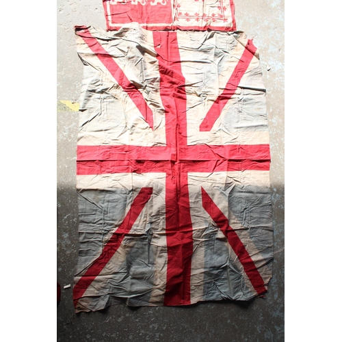 456 - Large early to mid C20th merchant navy Union Jack, together with a Union Flag and one other flag.  L... 