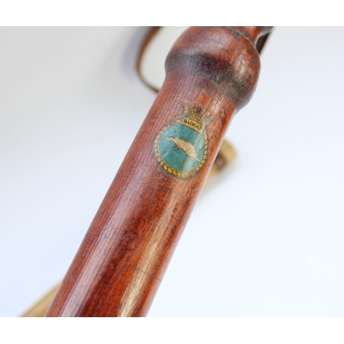 73 - Two vintage military truncheons, one marked 'MP' for Military Police, the other with sticker for HMS... 