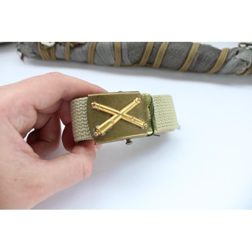 84 - WW2 period US Army Artillery belt and buckle, maker Meyer of New York, together with a MX-137/A life... 