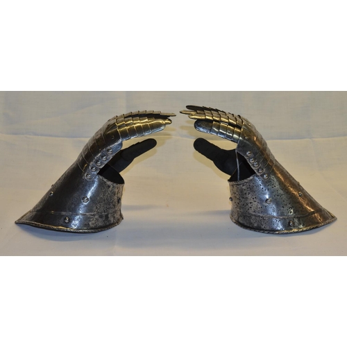 406 - Pair of Italian style C19th steel articulated gauntlets