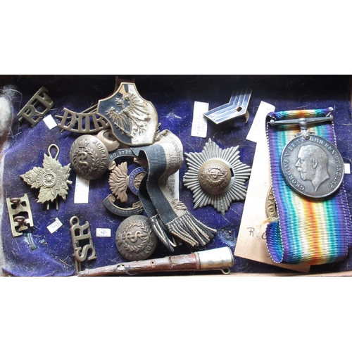 97 - Collection of British Militaria including British Military Cap Badges, buttons, inert ammunition, co... 