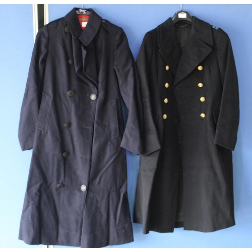 303 - Women's Royal Navy WREN officers great coat, (rare) with shoulder insignia, double breasted with bra... 