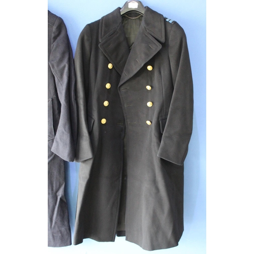 303 - Women's Royal Navy WREN officers great coat, (rare) with shoulder insignia, double breasted with bra... 