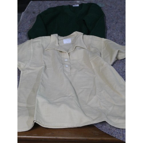300 - Land army green wool pullover and a land army type short sleeve shirt