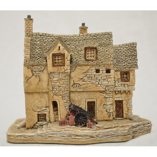 534 - Three model buildings and a china plate by Ainsley. 'Cottage Garden', Lilliput Lane Stockwell Teneme... 