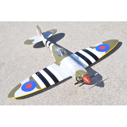 600 - Kit built Balsa wood radio controlled flying model Spitfire MkXIV, approx 1:8 scale, wingspan 140cm,... 