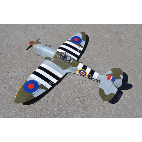 600 - Kit built Balsa wood radio controlled flying model Spitfire MkXIV, approx 1:8 scale, wingspan 140cm,... 