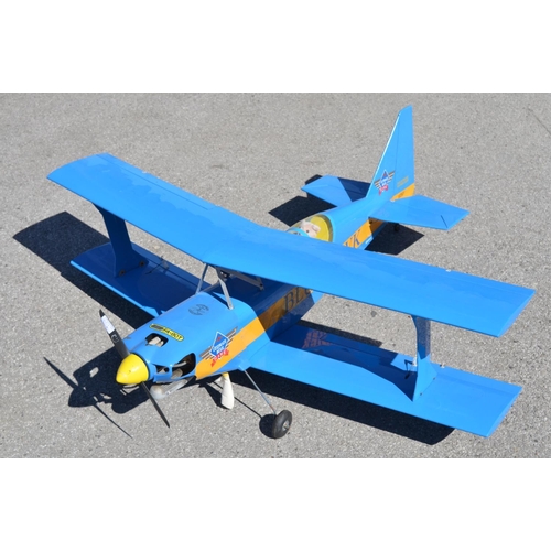 601 - Large kit built balsa wood radio controlled aircraft model biplane, 