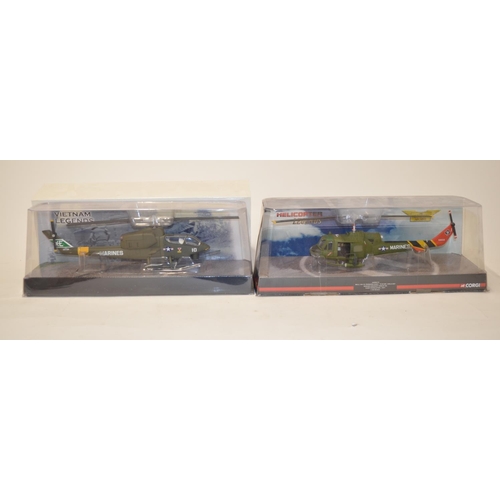 626 - 2 Corgi 1/48 diecast helicopter models, AA50413 Bell UH-1E Iroquois 1971, Vietnam Legends AH-1 Cobra... 