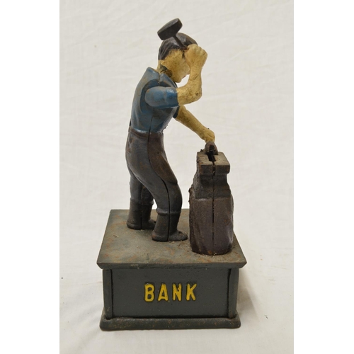 509 - Bank on John Deere Quality coin bank, base 11.5cm x 11.5cm, approx H24cm