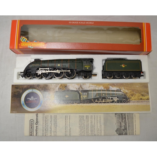 596A - Boxed Hornby railway OO gauge Mallard 60022 electric train with instructions, good used condition