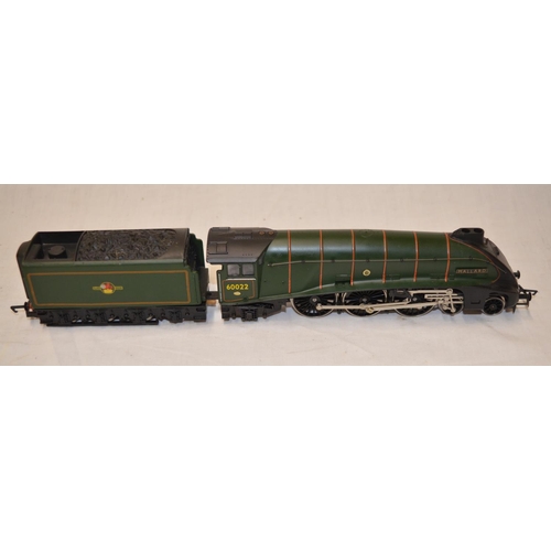 596A - Boxed Hornby railway OO gauge Mallard 60022 electric train with instructions, good used condition