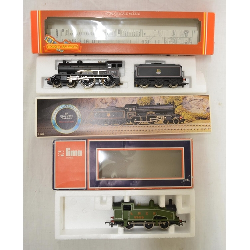 596C - Two boxed Hornby OO gauge railway trains, railway engines, including  62700 Yorkshire, Lima LNER tan... 