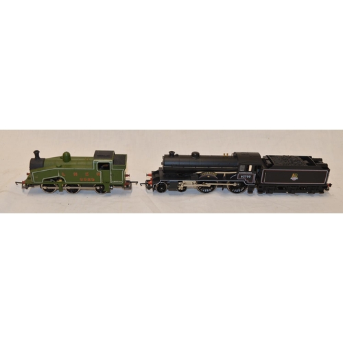 596C - Two boxed Hornby OO gauge railway trains, railway engines, including  62700 Yorkshire, Lima LNER tan... 