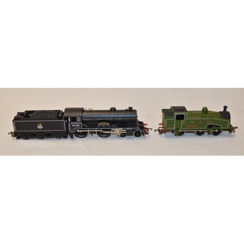 596C - Two boxed Hornby OO gauge railway trains, railway engines, including  62700 Yorkshire, Lima LNER tan... 