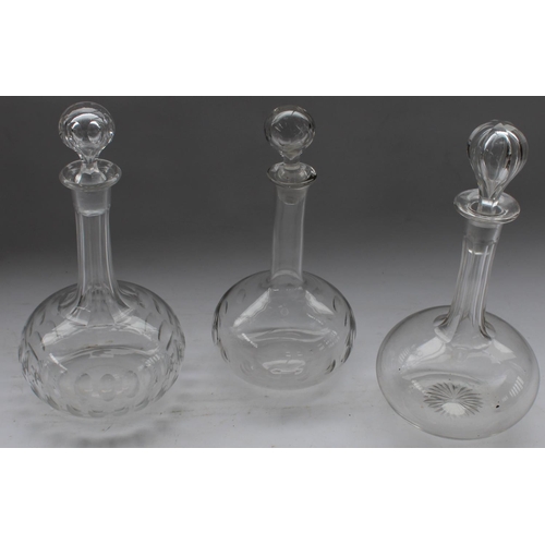 279 - Set of three lead crystal glass decanters of various styles