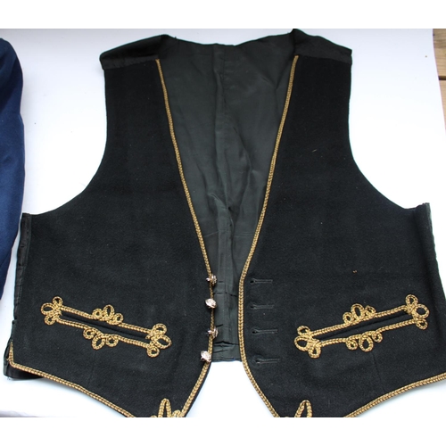 380 - Early to mid C20th Hussars dress uniform in blue with gold braiding (waistcoat black with gold), pos... 