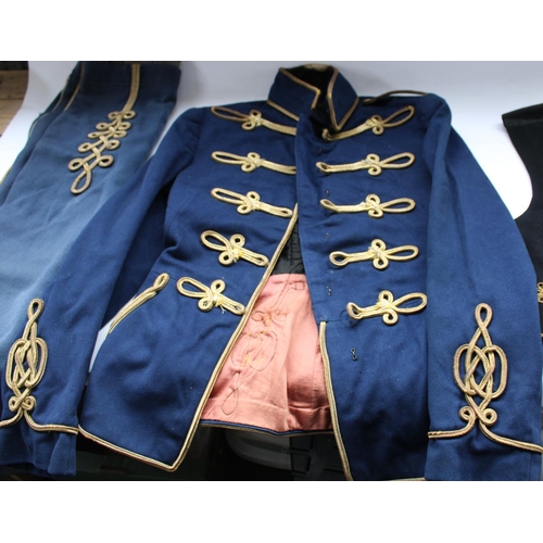 380 - Early to mid C20th Hussars dress uniform in blue with gold braiding (waistcoat black with gold), pos... 