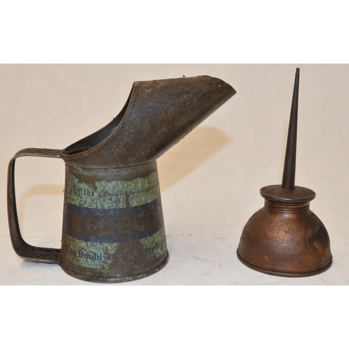 564 - Bluecol oil can, H13cm and a small oil spot applicator by Singer