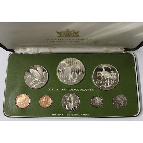 520 - Franklin Mint 1975 Trinidad & Tobago Eight Coin proof set in original case with cert