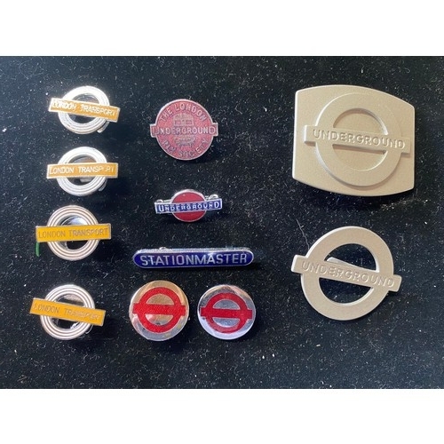530 - London Underground badges including London Underground, RLY Society, Station Master, breast pocket b... 