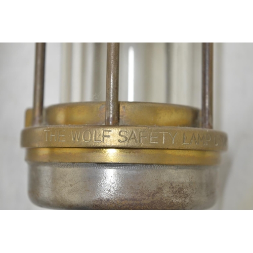 546 - The Wolf Safety Lamp Co (W.M Morris) Ltd Sheffield, miner safety lamp, plate stamped GPO 1963 on top... 