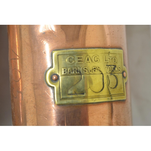 547 - Two small brass copper safety lamps by The Ceag Miners Supply Co Ltd, type BE3, H16.2cm