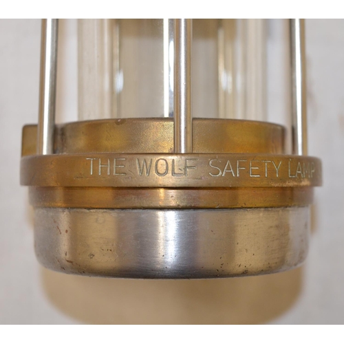 548 - The Wolf Safety Lamp Co (W.M Morris) Ltd Sheffield, miner safety lamp, plate stamped 1987 on top