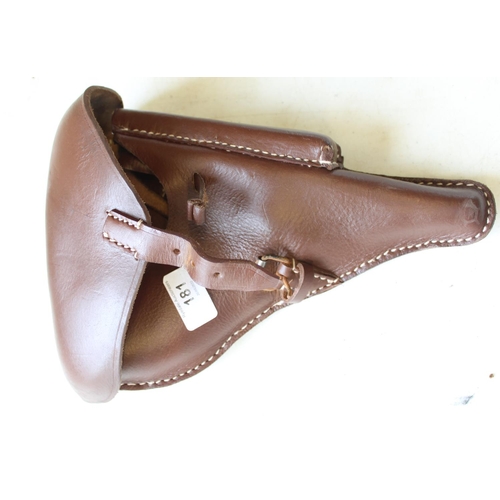 181 - Luger leather holster with magazine pocket, buckle fastener and belt loops