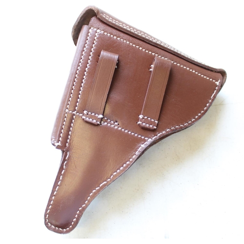 181 - Luger leather holster with magazine pocket, buckle fastener and belt loops