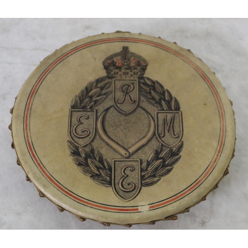 426 - Reme unusual tambourine with Reme crest and ceramic body