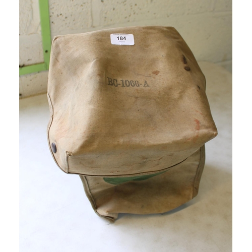 184 - WWII canvas case/radio carrying bag with carrying handle, serial no. BC-1066-A, US Military knapsack... 