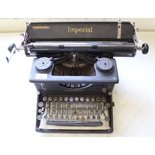 274 - War period imperial typewriter, manufactured in Leicester with patents in Britain, France, Italy and... 