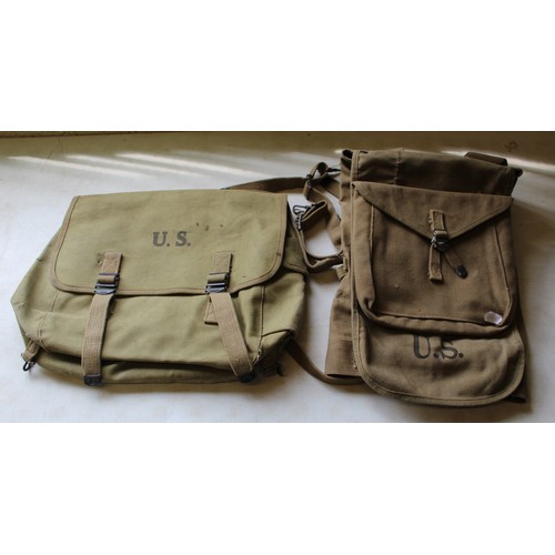 189 - US 1942 haversack with webbing strapping, 1943 BBS & Co canvas US musette bag (2)