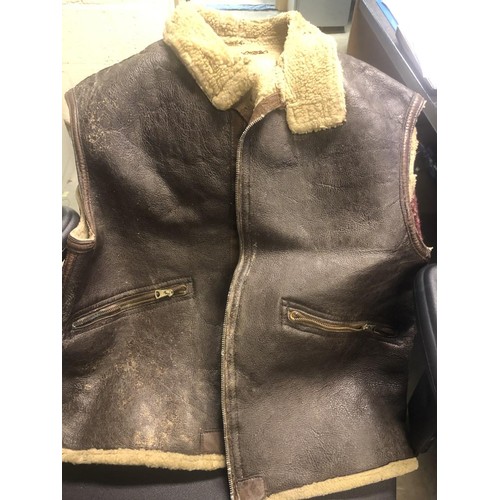 153 - War period US sheepskin pilots waistcoat with 2 zip pockets made by Perry Sportswear inc. for the US... 