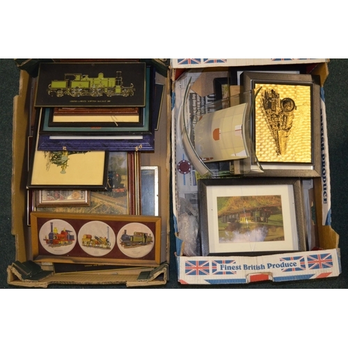 319 - Framed pictures, photographs, prints, engravings etc (2 boxes)