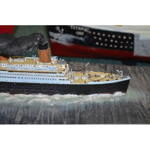 392 - Collection of pre-made ship models, amateur built ship models mostly in wood, including Titanic, Cut... 