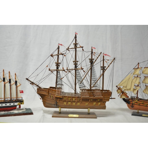 392 - Collection of pre-made ship models, amateur built ship models mostly in wood, including Titanic, Cut... 