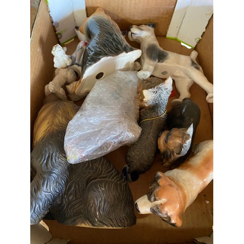 371 - Collection of glassware and ceramic animals (2 boxes)