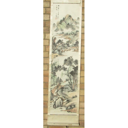 385 - Oriental scroll painting