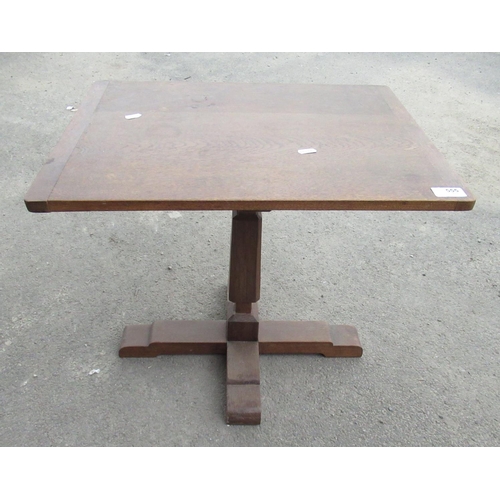 555 - 1930s oak pedestal occasional table with stepped column X base W51.5 D40.5cm H49cm